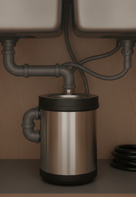 garbage disposal under the kitchen sink